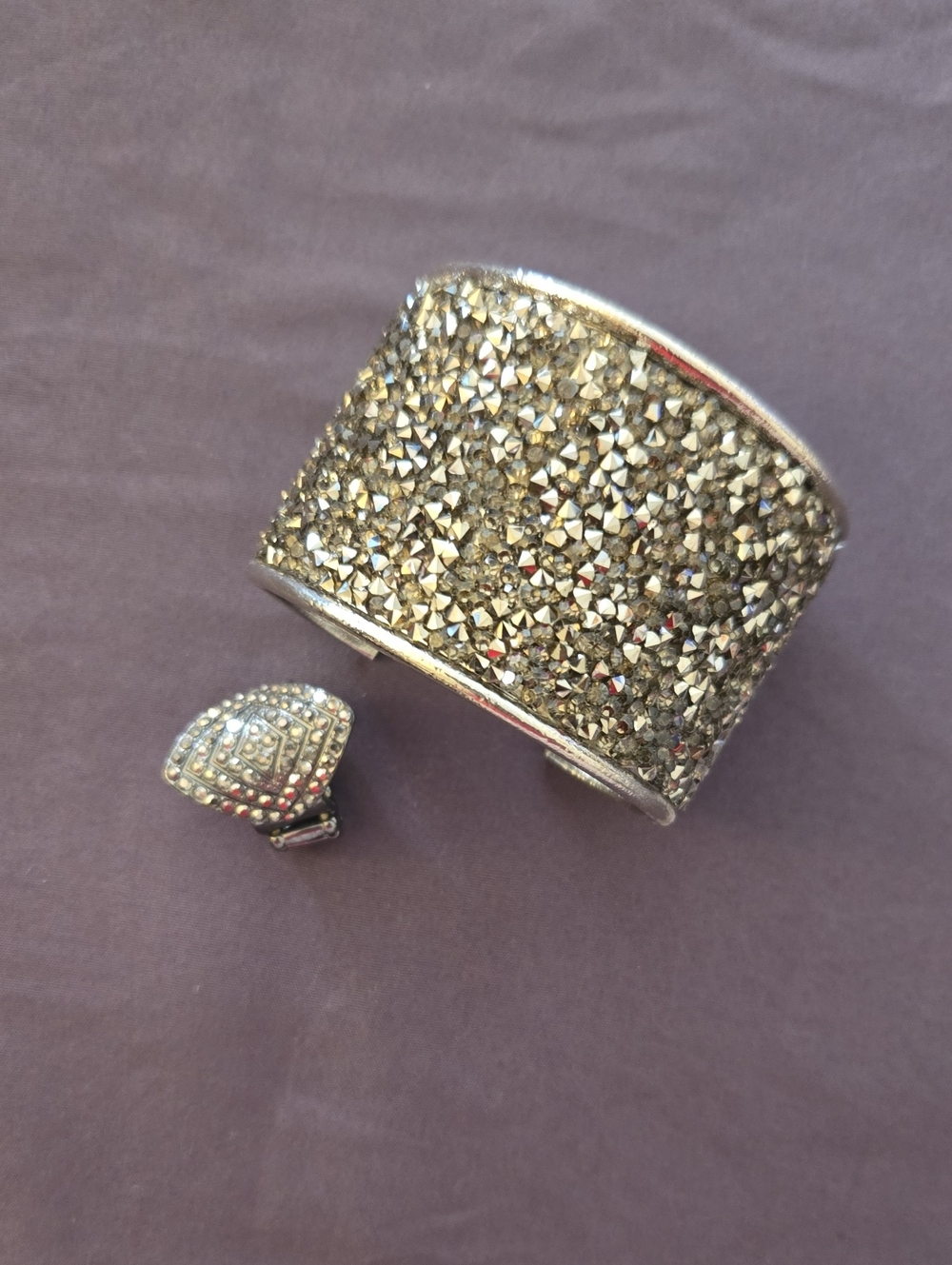 Hemitite Crystal Pavé Wide Cuff Bracelet - Women Jewelry Set